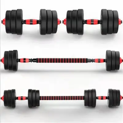 Zerlegbares und verstellbares Kurzhanteln- und Langhantel-Set aus Zement zum Armtraining, Muskelaufbau, Fitness für Herren und Damen, rutschfest, 10-50 kg - 5