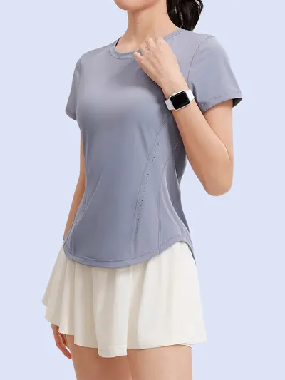 新款高级感健身短袖T恤女夏速干瑜伽服跑步训练显瘦透气运动上衣