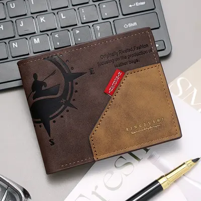 Men's Short Wallet, Retro Style, Multi-Card Slots, Zipper Coin Pocket - 9