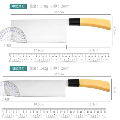 Japanese-style kitchen knife set, stainless steel, wood-pattern handle - 3