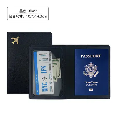 Grenzüberschreitendes Heißpräge-Flugzeug-Dicke-PU-Leder-Passbuch-Schutzhülle, Lederpass-Halter mit kundendefinierbarem LOGO, Passportmappe - 13
