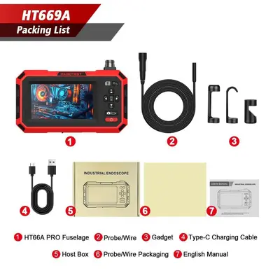 HABOTEST Taşınabilir HD Endüstriyel Borescope 4.3 İnç Ekranlı Boru Oto Onarım Su Geçirmez Kamera - 8