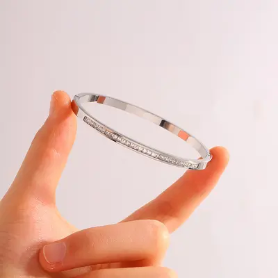Titanstahl-Armband, vollständig mit Mikrodiamanten besetzt - 11