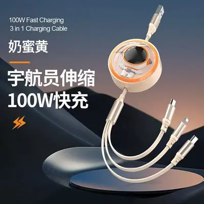 Hızlı şarj edilebilen birden üçe veri kablosu, üçü bir arada şarj kablosu, Huawei ve Apple 15 şarj kabloları için uygun, toptan satış.