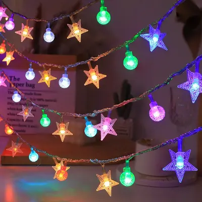 Solar LED String Lights, Star and Crystal Design for Camping Tents and Gardens - 8