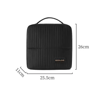 Upright cosmetic organizer bag, large capacity, compartments, travel - 7