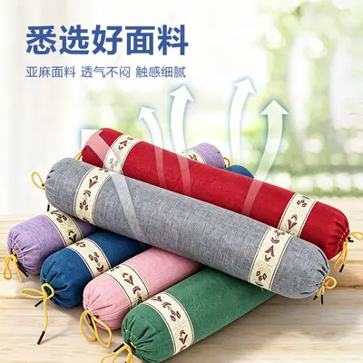 Linen mugwort cervical pillow, cylindrical shape - 5