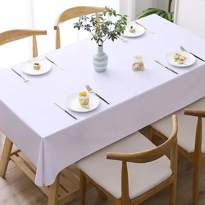 Waterproof PVC Tablecloth, Oil-Resistant, Solid Color, Rectangular and Round - 12