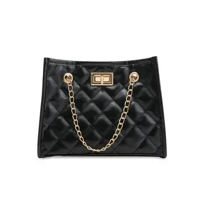 Embroidered Chain Small Women's Shoulder Bag, Diamond Pattern - 6
