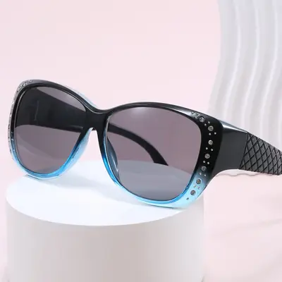 Retro Rhinestone Sunglasses for Women, Large Frame Set - 3