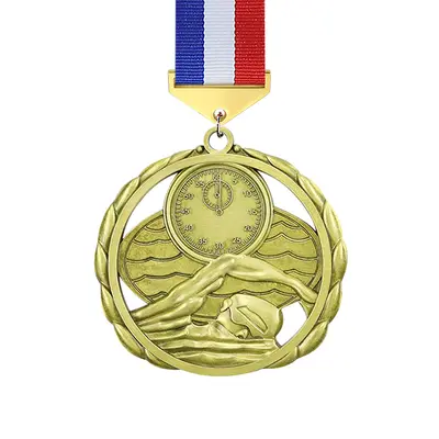 123 Onur Madalyası Yüzme Yarışması, Çinko Alaşım, Antik Kaplama, Askılı - 10
