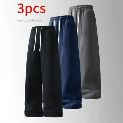 Wide-Leg Autumn-Winter Sweatpants, 3-Piece Set, Loose Fit - 11