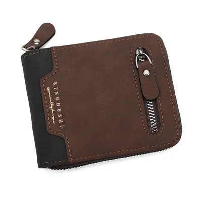 Men's Short Wallet, Zipper Coin Pocket, Multiple Card Slots - 10