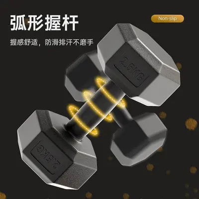 Hexagonal dumbbell set, rubber coated, pair, men and women