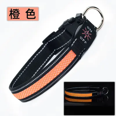 USB Rechargeable LED Light-Up Nylon Dog Collar for Medium and Large Dogs - 12