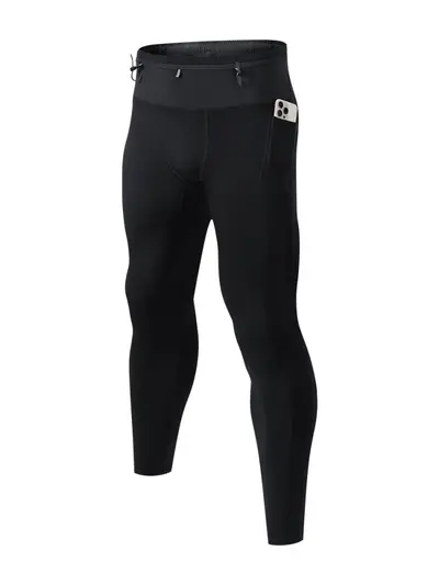 Men's Fleece-Lined Compression Running Tights - 6