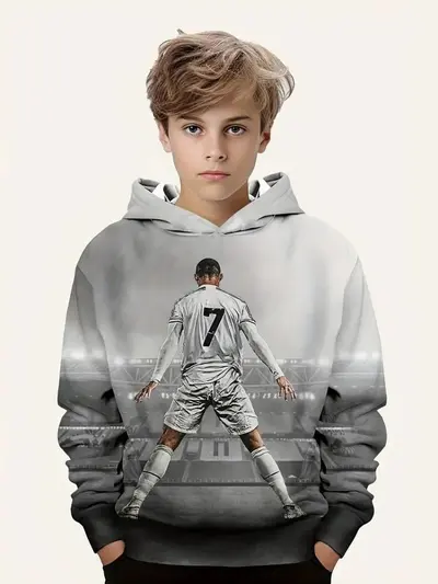 Jungen Lockerer Kapuzenpullover mit 3D-Digitaldruck - 12