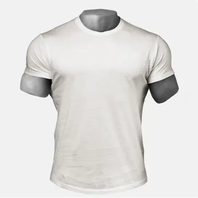 Herren-Baumwoll-Kurzarm-Fitness-Shirt Muskelfit Rundhals