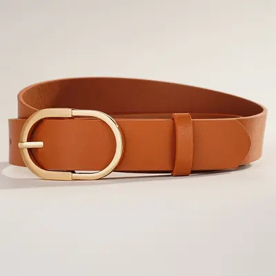 Minimalist Soft Leather Texture Belt with Alloy Buckle Head - 7
