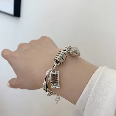 Gümüş kalp bilezik, minimalist tasarım, çift hediyesi - 13
