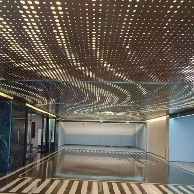 Perforated Aluminum Composite Facade Panel, Fluorocarbon Wood Grain
