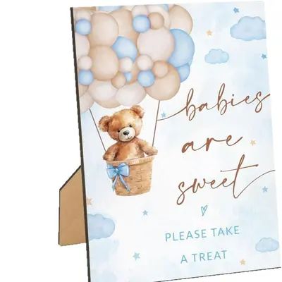 Holz-Fotorahmen Baby-Dusche Taufe Party-Spiele Schild-Set Dekorative Geschlechtsoffenbarung Party-Deko Holzschild