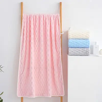 Mercan polieşter banyo havlusu seti, bulut deseni, hızlı kuruyan