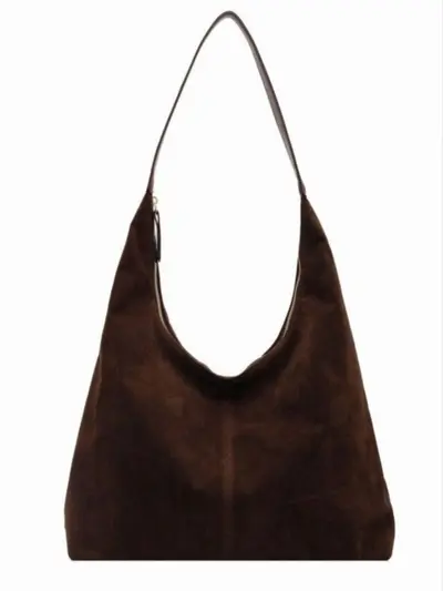 Retro Suede Underarm Tote Bag for Women, Large Capacity Single Shoulder - 5