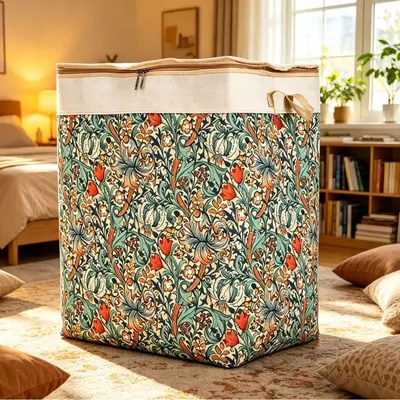 (In Stock, Fast Shipping) Household Zippered Storage Box with Steel Ring and Lid, Moisture-Proof Organizer Bag, Foldable Moving Container - 8