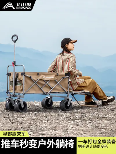 Large folding camping cart for picnics and market stalls