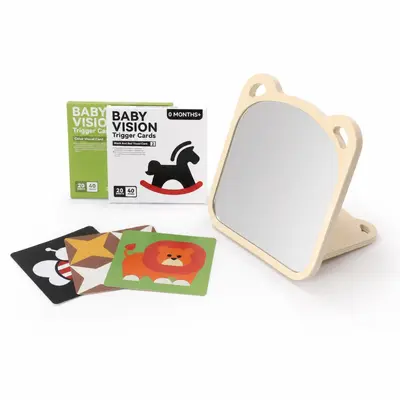 Montessori Bebekler için Görsel Uyarı Katlanabilir Ayna Bebek Erken Eğitim Oyuncağı Takip Kartları Siyah Beyaz Flash Kart Seti