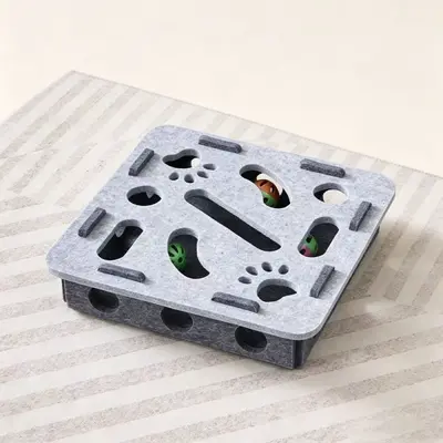 Cat Treat Puzzle Box Toy, Interactive Maze with Hide-and-Seek Holes