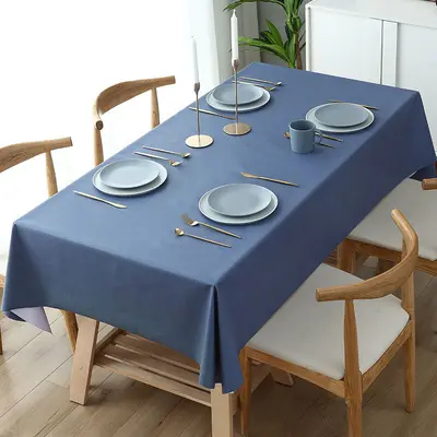 Waterproof PVC Tablecloth, Oil-Resistant, Solid Color, Rectangular and Round - 9