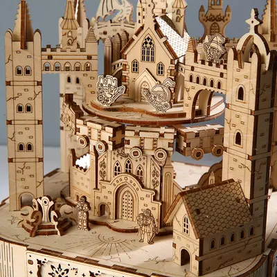 Grenzüberschreitendes 3D-Holzpuzzle-Spielzeug, Zauberschloss-Bausatz-Modell, Kinder-DIY-Lernspielzeug, handgefertigte Bausteine