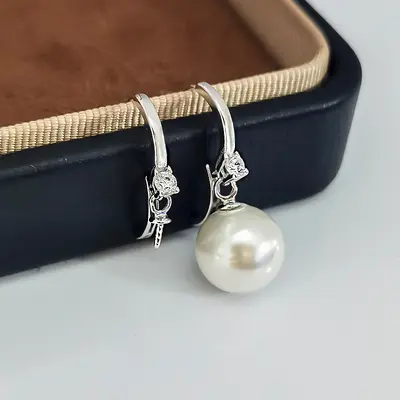 S925 silver DIY pearl earrings for girls