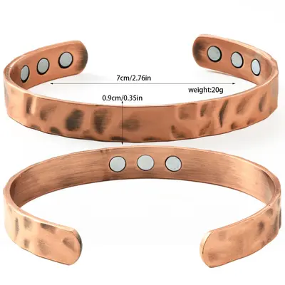 3D Two-Tone Magnetic Stone Bracelet, 9 Magnets, Open Cuff