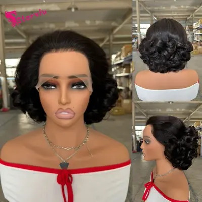 13x4 flauschige Locken-Perücke, Fumi, Dichte 250, 14A Echthaar