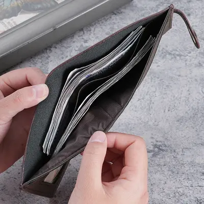 Men's Short Button Wallet with Multiple Card Slots, Horizontal - 4