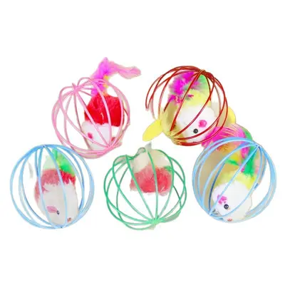 Colorful Plush Mouse Ball Cat Toy, Chew-Resistant - 6