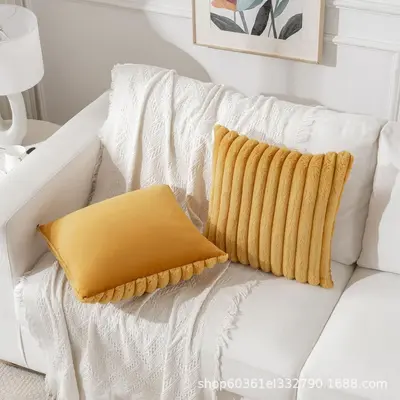 Hasenfell-Kissenbezug Streifen Plüsch Nordischer Stil Sofa-Kissen ins-Stil Wohndekor Streifen Dekoration Hasenfell-Kissenbezug