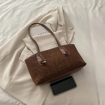 Women's Leopard Print Shoulder Bag Retro Large Capacity Tote Bag 2026 - 7