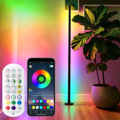 RGBIC Yere Basma Ambiyans Lambası Bluetooth LED Köşe Lambası - 13