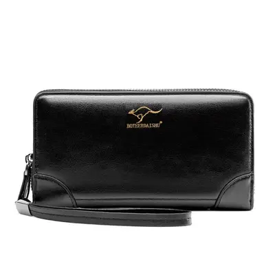 Men's Soft Leather Clutch Wallet with Anti-Theft Protection, Double Zip - 6