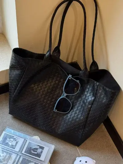 Korean-Style Woven Tote Bag, Large-Capacity Single-Shoulder Shopping Bag - 2