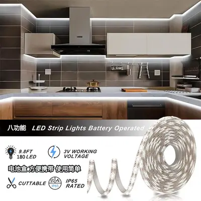 Waterproof Self-Adhesive LED Strip Light with Battery Box and Remote - 4