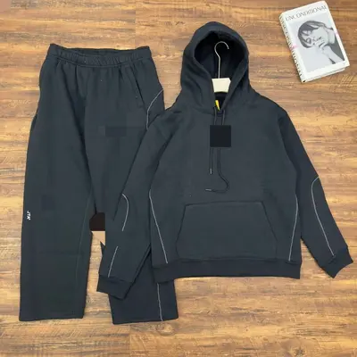 Herren-Fleece-Trainingsanzug mit Weiten-Beinen und reflektierendem Streifen - 7
