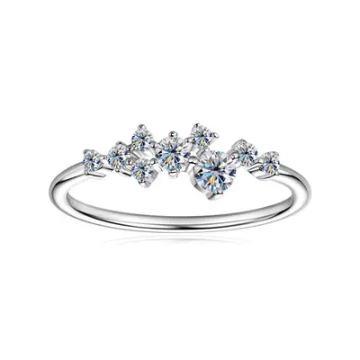 Moissanit Ring für Damen mit Sternendesign, Silber