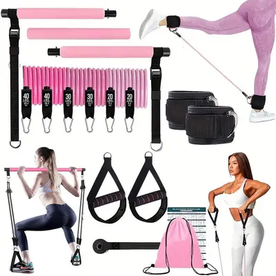 Pilates Bar Set with Resistance Band, Stretching Yoga Fitness Bar - 2