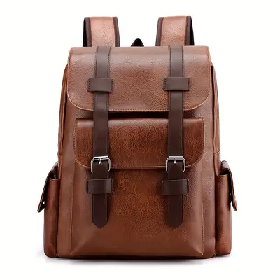 Grenzüberschreitender Retro-Rucksack für Damen und Herren, schlichter weicher PU-Laptop-Rucksack, neuer Trend großer Reiserucksack mit hohem Fassungsvermögen - 8