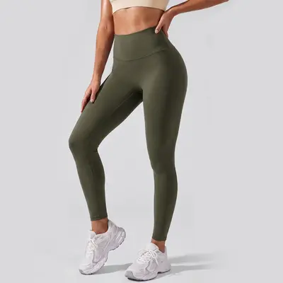 Seamless Peach Hip Yoga Pants, High-Waisted, Full Length - 10
